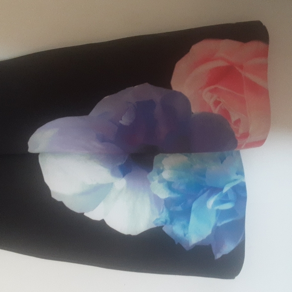 Asos Black Lrg Floral Scuba Dress Sz 2 - Picture 6 of 10